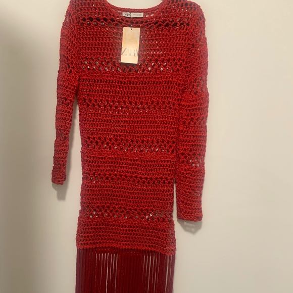NWT Zara Crochet Fringe Dress Sz. L - Picture 4 of 4